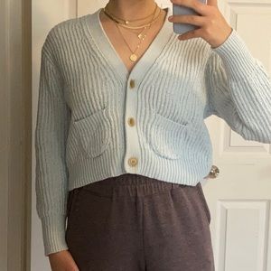 Jcrew cropped baby blue cardigan
